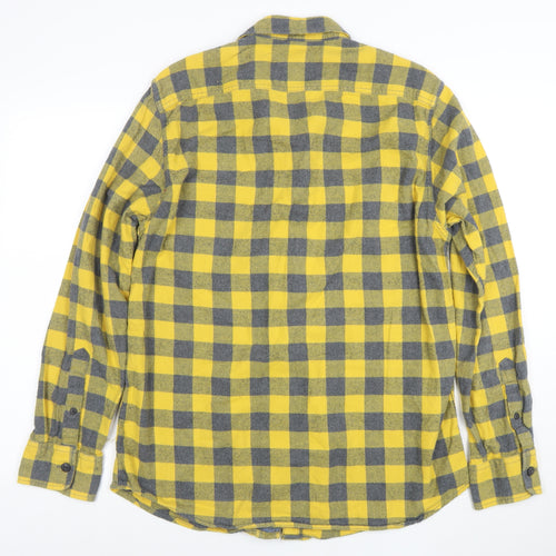 American Eagle Outfitters Men's Yellow Check Flannel Shirt L Long Sleeve