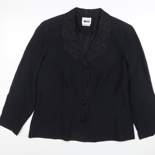 Leslie Fay Women Black Size 16 Single-Breasted Blazer Jacket