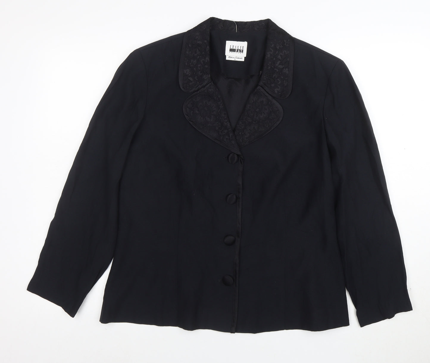 Leslie Fay Women Black Size 16 Single-Breasted Blazer Jacket