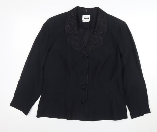 Leslie Fay Women Black Size 16 Single-Breasted Blazer Jacket