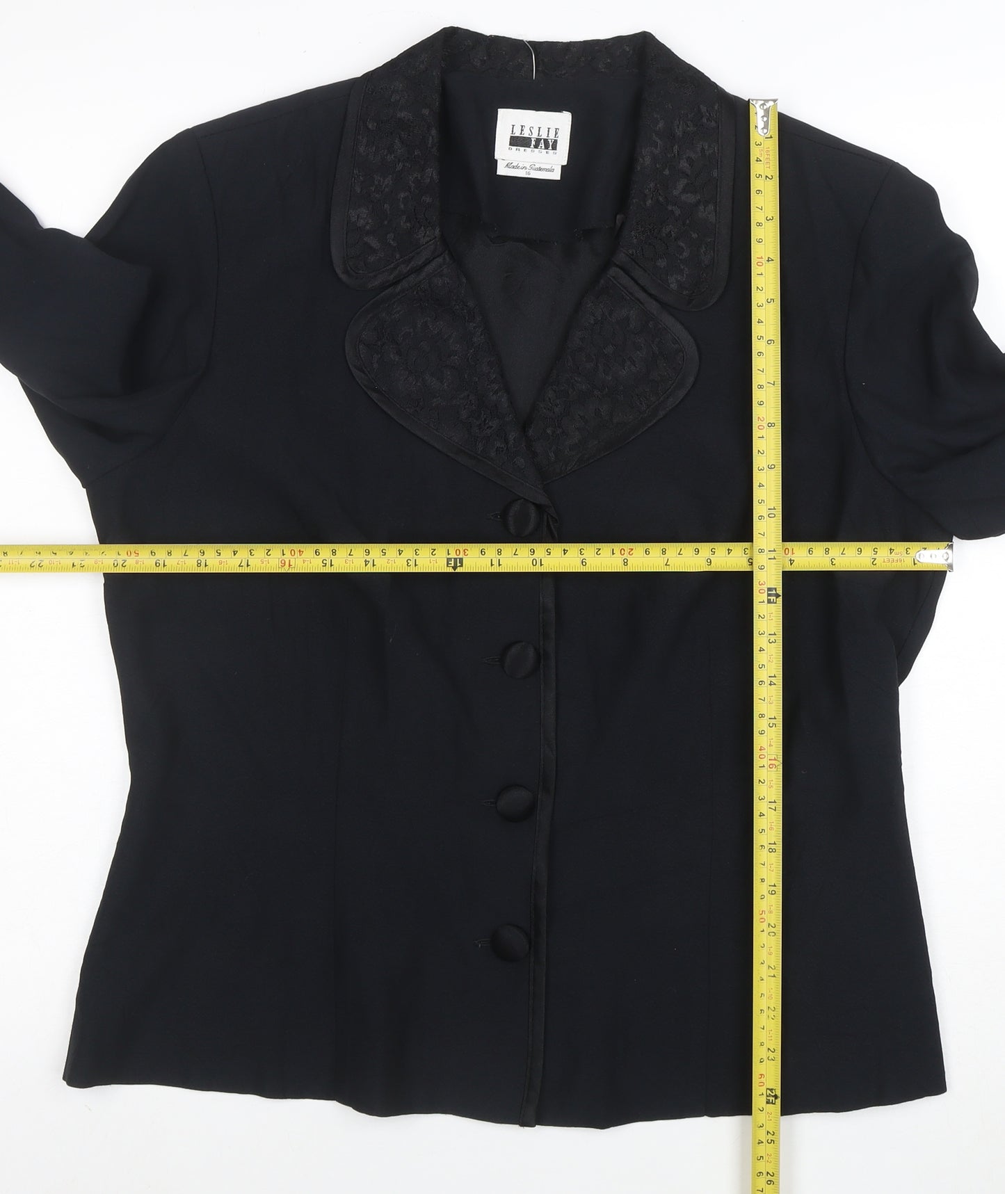 Leslie Fay Women Black Size 16 Single-Breasted Blazer Jacket