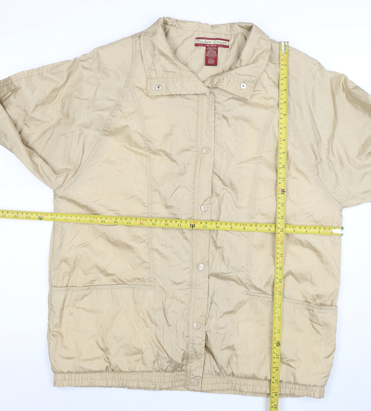 Tudor Court Women's Beige Nylon Lined Mid-Length Jacket Size L