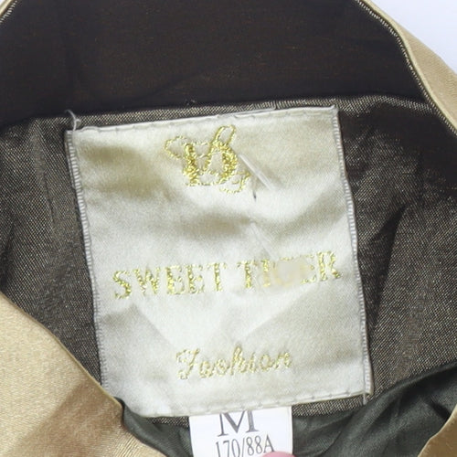 Sweet Tiger Women’s Gold Satin Oriental Tuxedo Jacket Size 12