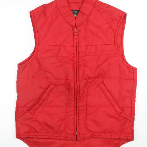 Sears Women's Red Puffer Waistcoat M Quilted Sleeveless Zip Jacket