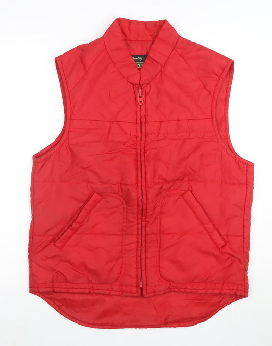 Sears Women's Red Puffer Waistcoat M Quilted Sleeveless Zip Jacket