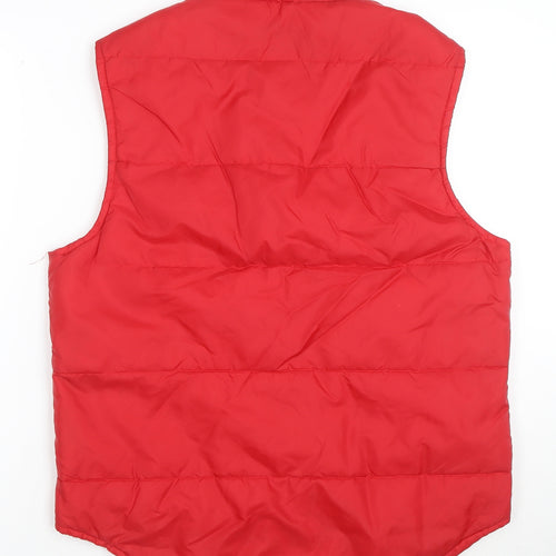 Sears Women's Red Puffer Waistcoat M Quilted Sleeveless Zip Jacket