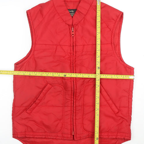 Sears Women's Red Puffer Waistcoat M Quilted Sleeveless Zip Jacket