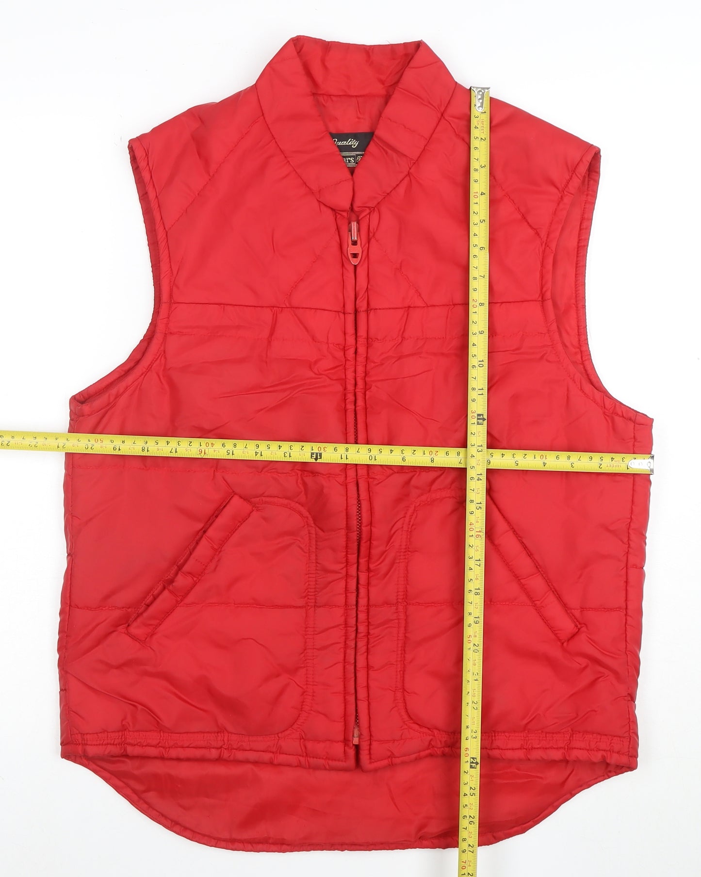 Sears Women's Red Puffer Waistcoat M Quilted Sleeveless Zip Jacket