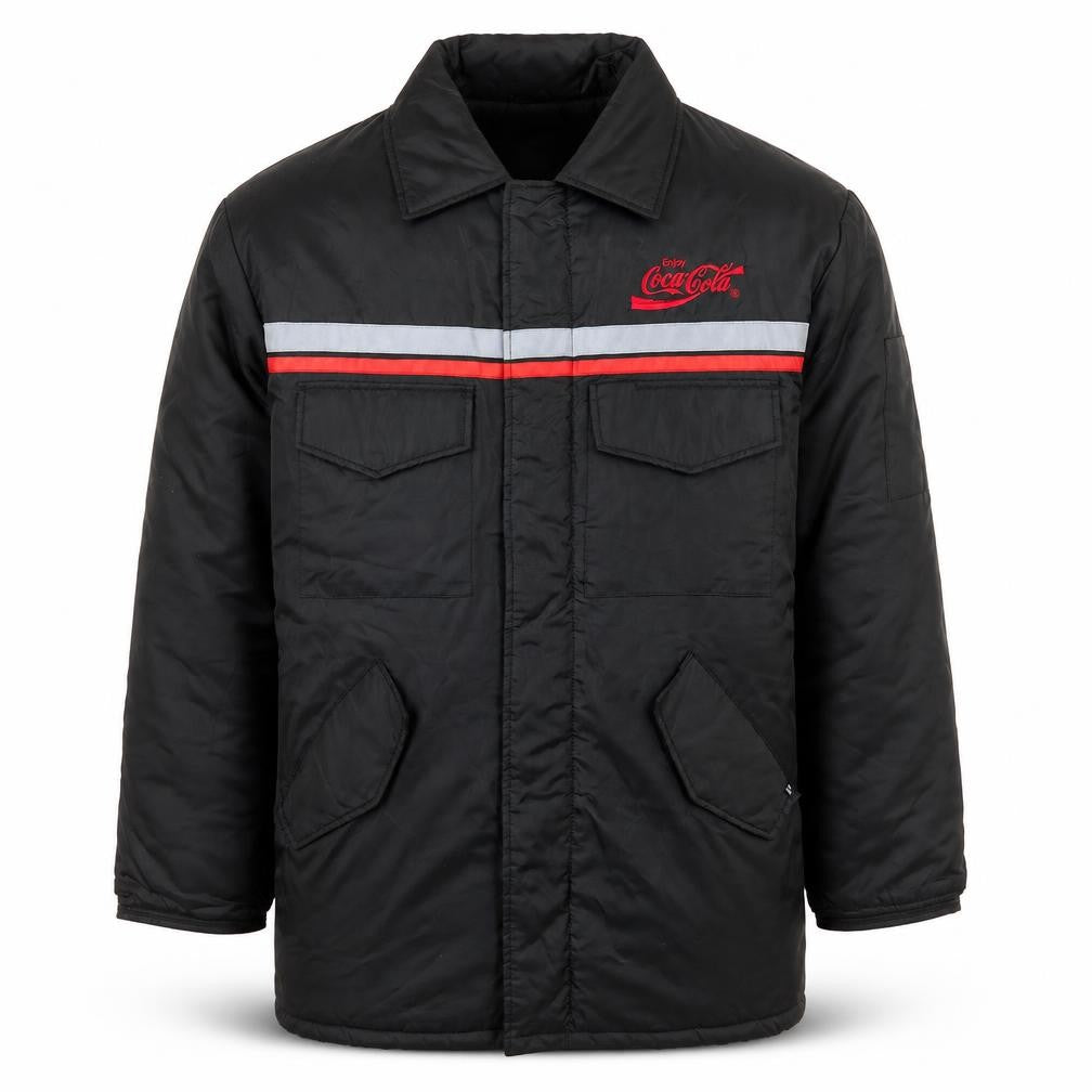 Front view of Marv Holland Men's Black Coca-Cola Nylon Puffer Jacket L