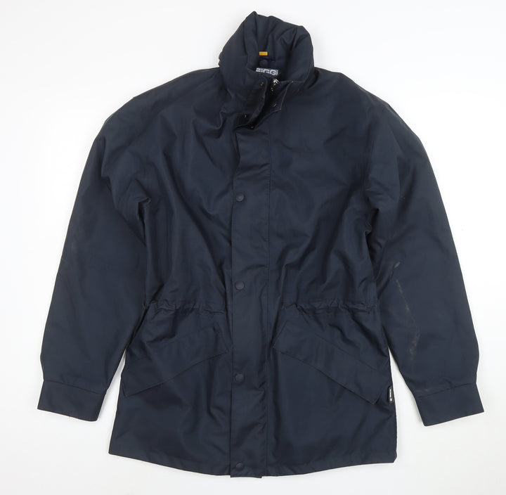 Siggi Men's Blue Waterproof Hooded Rain Coat Jacket Size S Regular Fit