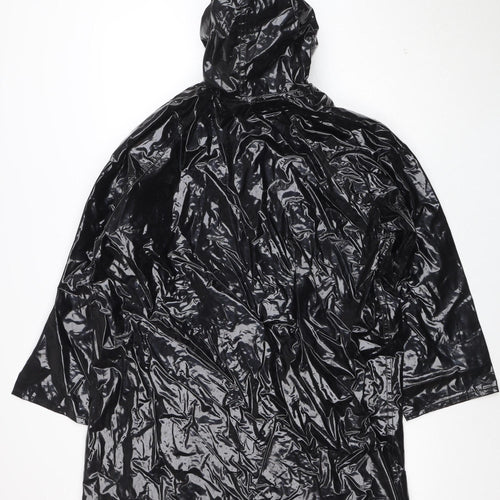 Partners Women Black Waterproof PVC Hooded Rain Cape M