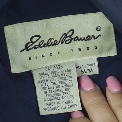 Eddie Bauer Mens Blue M Mid-Length Puffer Jacket Down Insulated