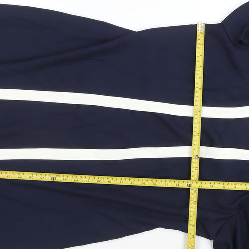 Virgo Women Blue White Sheath Dress Size 10 Long Sleeve Formal