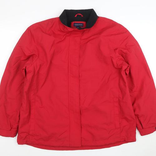 Lands' End Women's Red Nylon Lined Mid-Length Jacket L 14-16