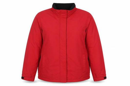 Front view of Lands' End Women's Red Nylon Lined Mid-Length Jacket L 14-16