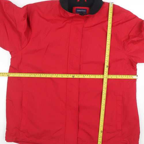 Lands' End Women's Red Nylon Lined Mid-Length Jacket L 14-16