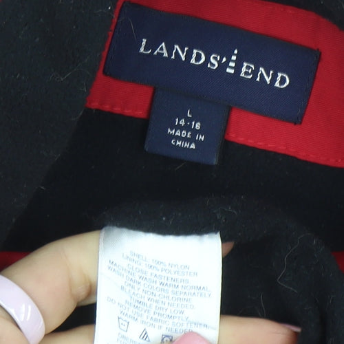Lands' End Women's Red Nylon Lined Mid-Length Jacket L 14-16