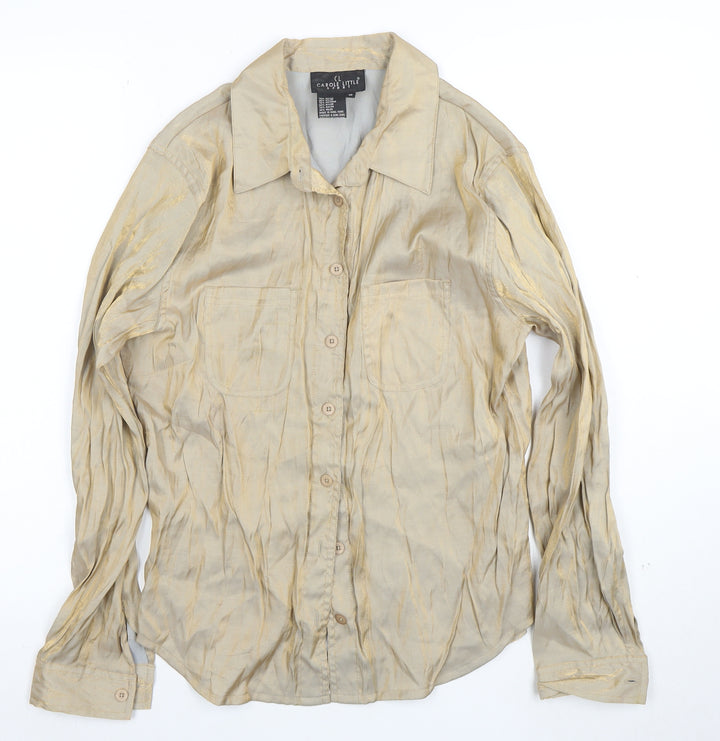 Carole Little Women’s Beige Long Sleeve Button-Up Shirt Size 10