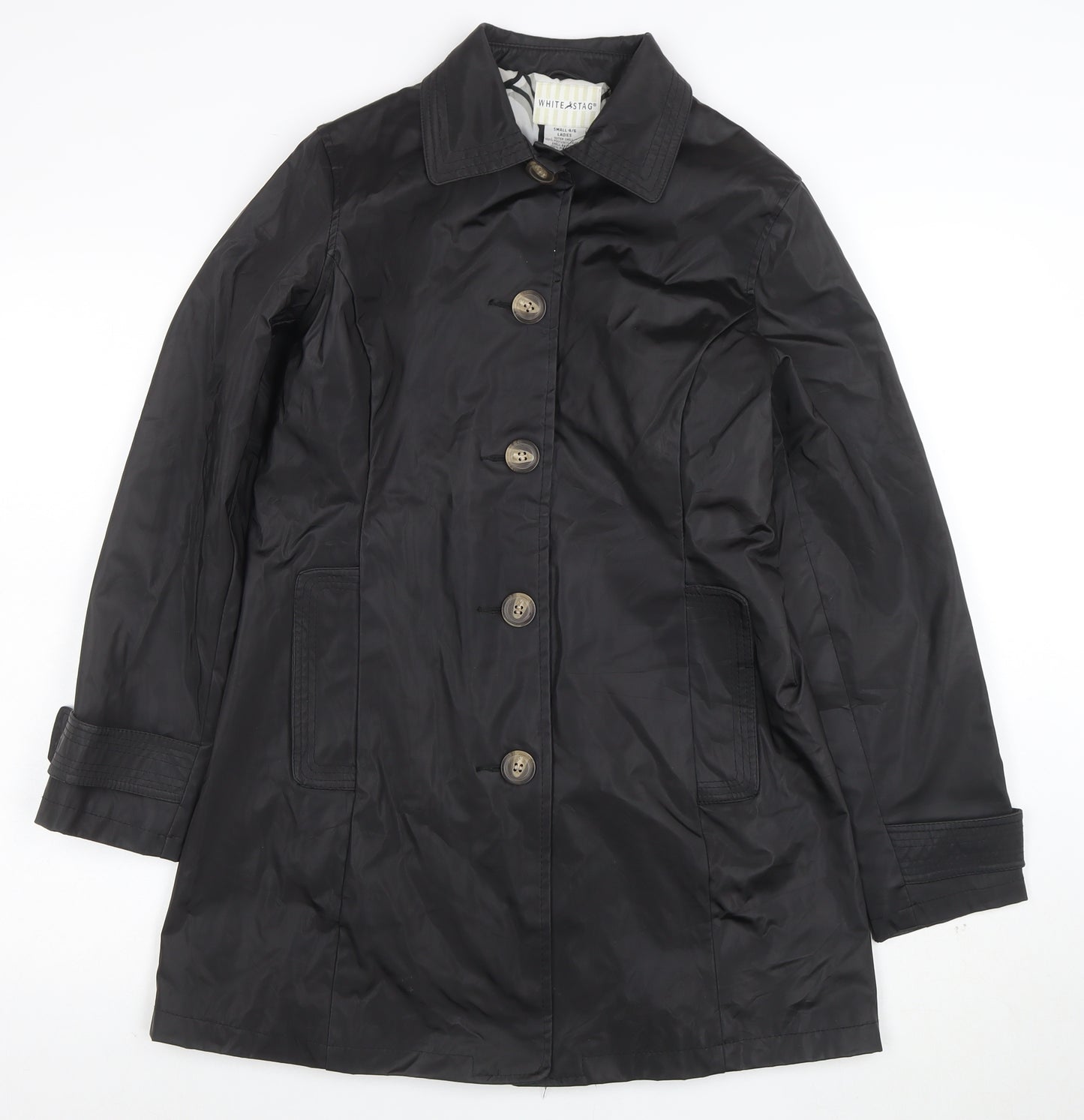 White Stag Women's Black Mid-Length Waterproof Rain Coat S