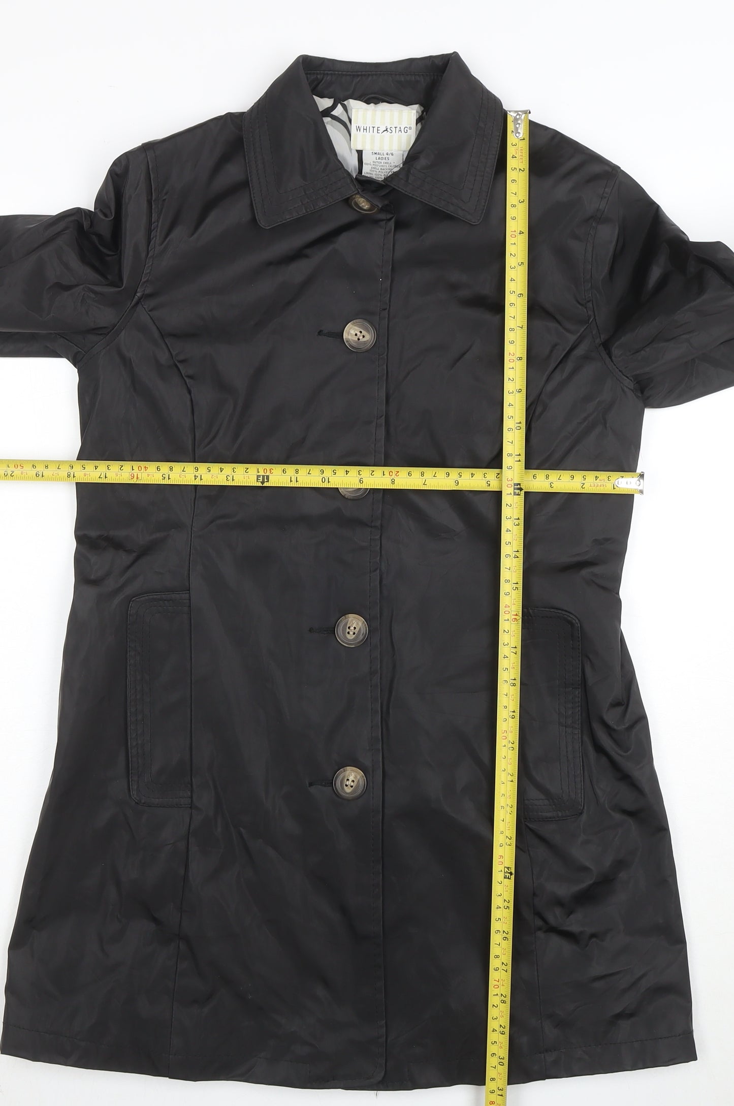 White Stag Women's Black Mid-Length Waterproof Rain Coat S