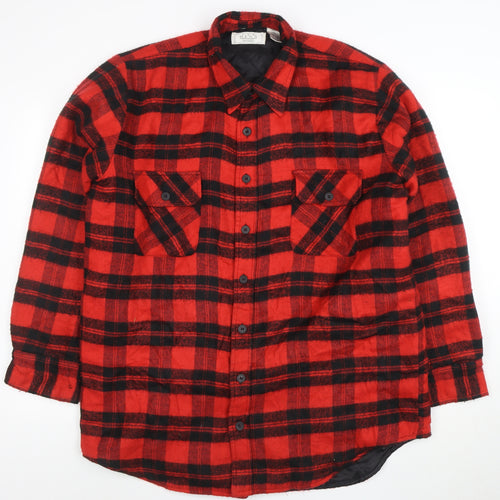 The Men's Store at Sears Red Check Flannel Jacket Lined Men's Large