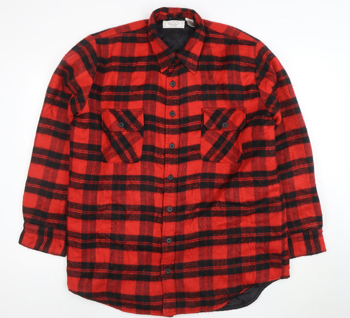 The Men's Store at Sears Red Check Flannel Jacket Lined Men's Large