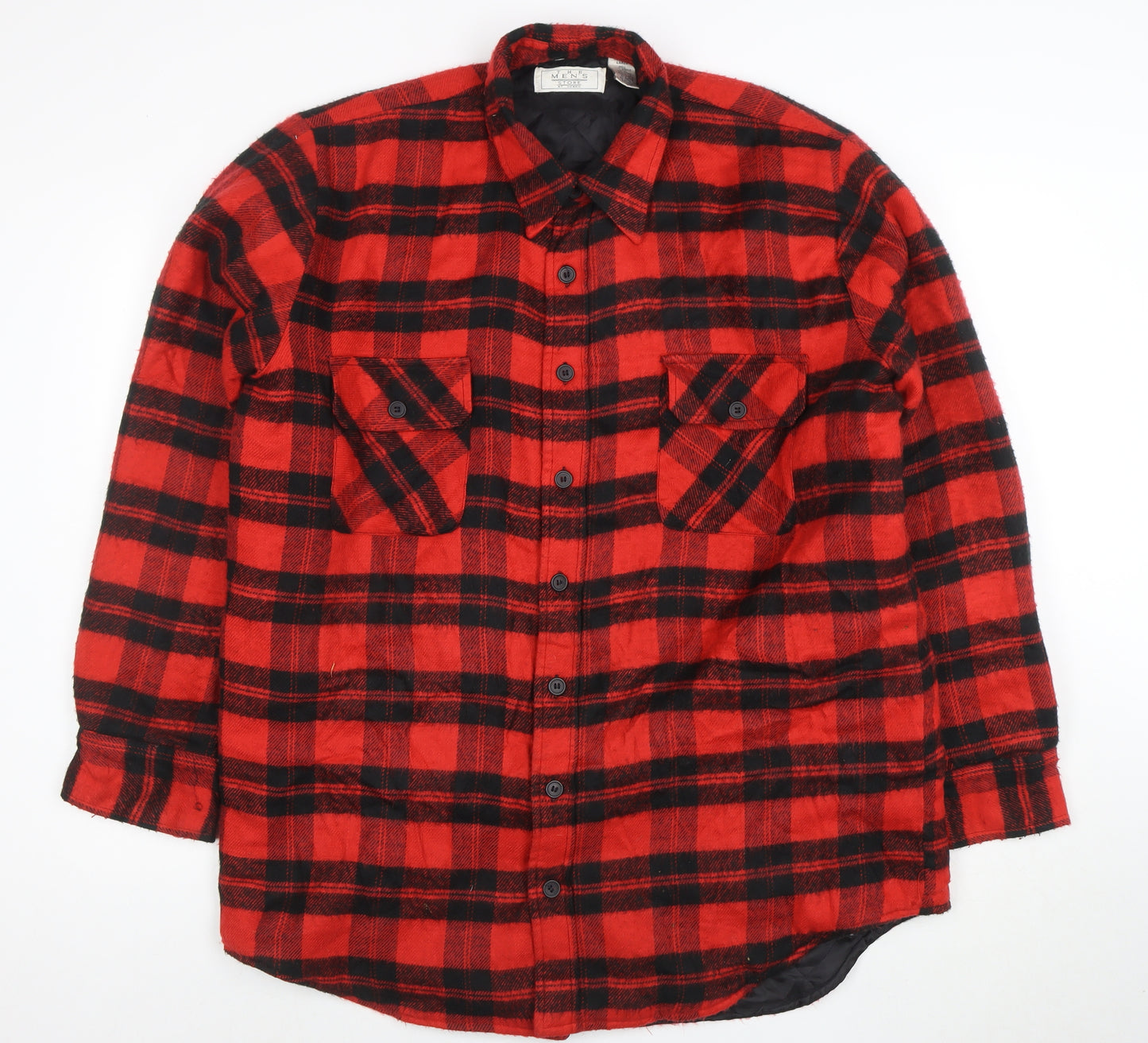 The Men's Store at Sears Red Check Flannel Jacket Lined Men's Large