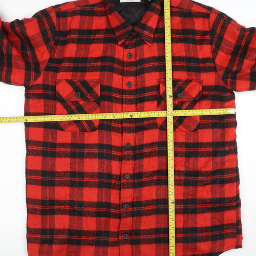 The Men's Store at Sears Red Check Flannel Jacket Lined Men's Large