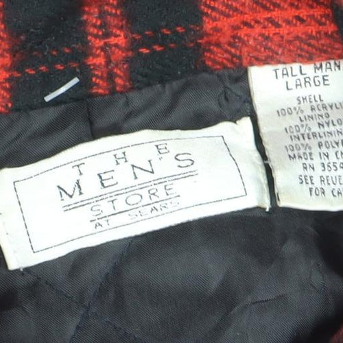 The Men's Store at Sears Red Check Flannel Jacket Lined Men's Large