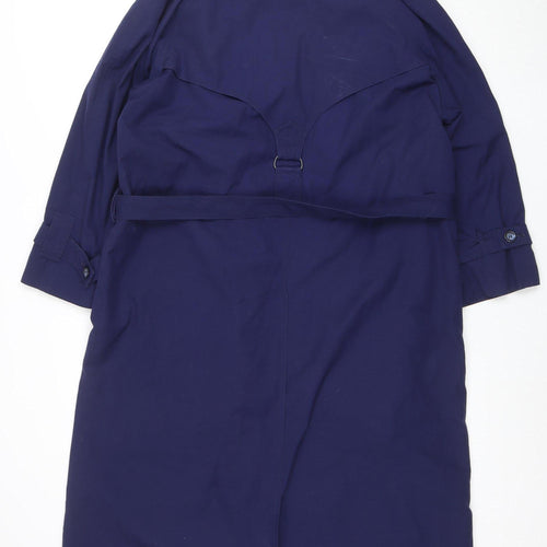 Tradition Sears Women's Blue Petites 6 Long Trench Coat Belted Nylon