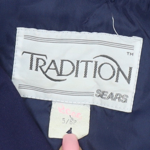 Tradition Sears Women's Blue Petites 6 Long Trench Coat Belted Nylon