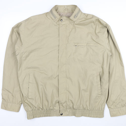Rene Lezard Mens Beige L Bomber Jacket Cotton Blend Classic Style