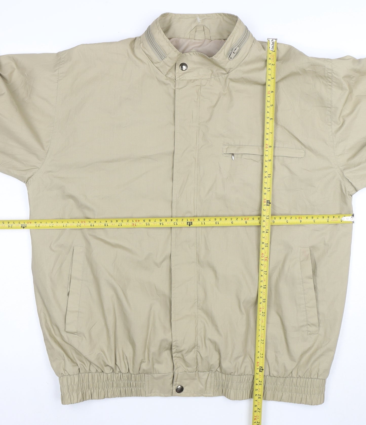 Rene Lezard Mens Beige L Bomber Jacket Cotton Blend Classic Style