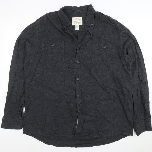 St John's Bay Men's Black XL Classic Fit Cotton Button-Up Shirt