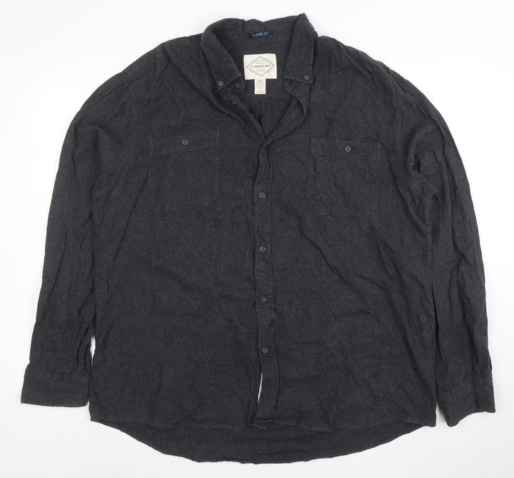 St John's Bay Men's Black XL Classic Fit Cotton Button-Up Shirt