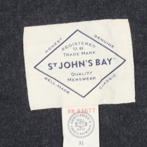 St John's Bay Men's Black XL Classic Fit Cotton Button-Up Shirt