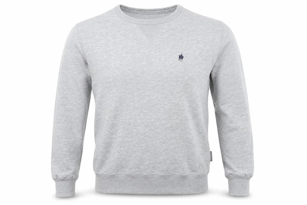 Front view of French Connection men’s grey cotton crew neck sweatshirt m