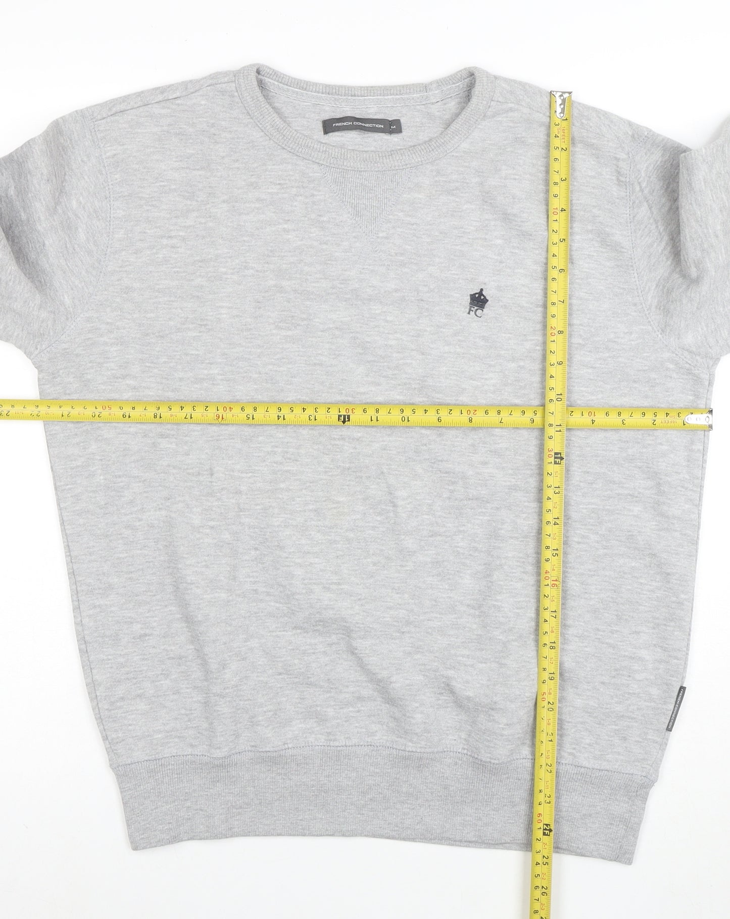 French Connection Mens Grey Cotton Crew Neck Sweatshirt M