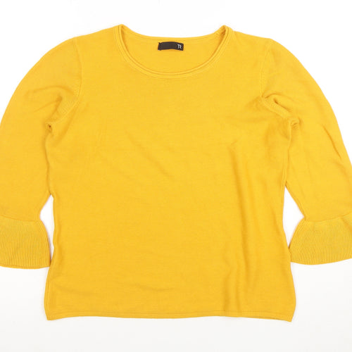 TR Women Yellow Bell Sleeve Jumper Size 10 Cotton Blend Knit