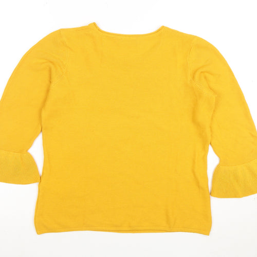 TR Women Yellow Bell Sleeve Jumper Size 10 Cotton Blend Knit
