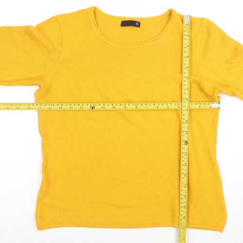 TR Women Yellow Bell Sleeve Jumper Size 10 Cotton Blend Knit