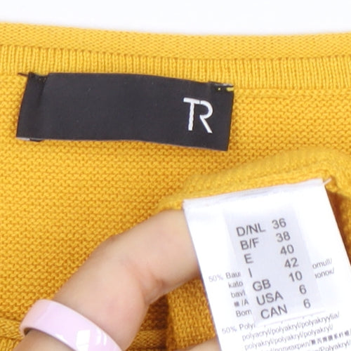 TR Women Yellow Bell Sleeve Jumper Size 10 Cotton Blend Knit