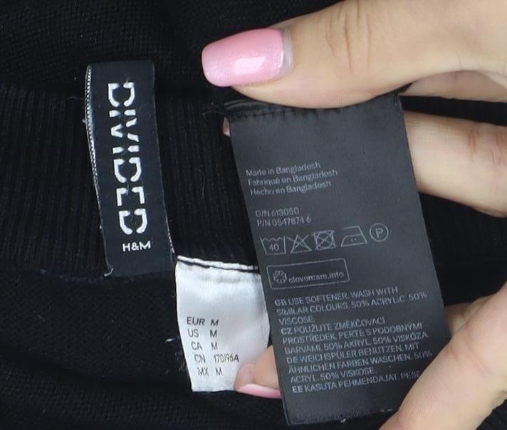 H&M Divided Women's Black Mock Neck Knit Pullover Jumper M