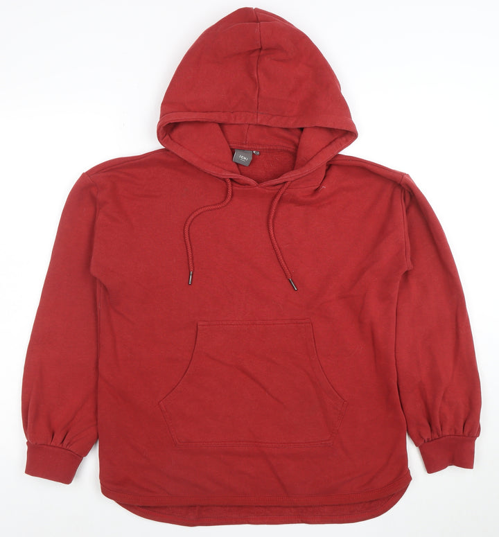 ICHI Unisex Red Pullover Hoodie Medium Regular Fit Cotton Blend
