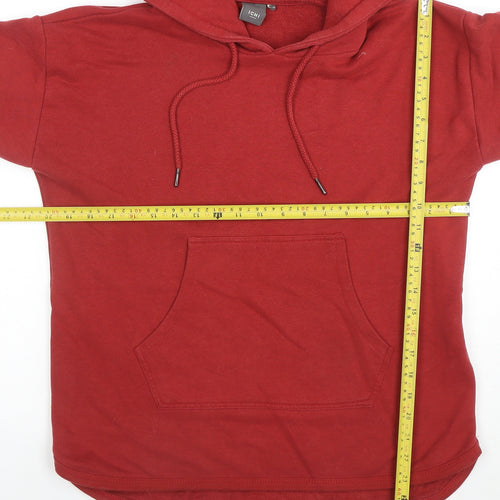 ICHI Unisex Red Pullover Hoodie Medium Regular Fit Cotton Blend