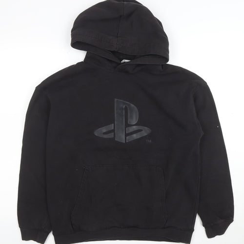 H&M Boys Black PlayStation Pullover Hoodie Size 14+ Cotton Blend