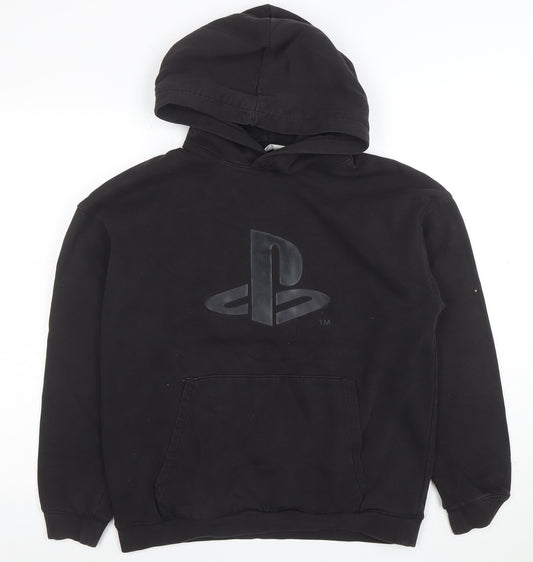 H&M Boys Black PlayStation Pullover Hoodie Size 14+ Cotton Blend