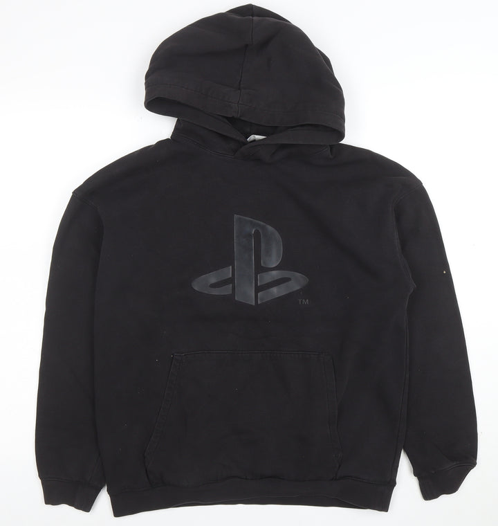 H&M Boys Black PlayStation Pullover Hoodie Size 14+ Cotton Blend