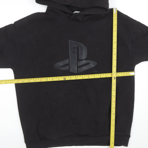 H&M Boys Black PlayStation Pullover Hoodie Size 14+ Cotton Blend