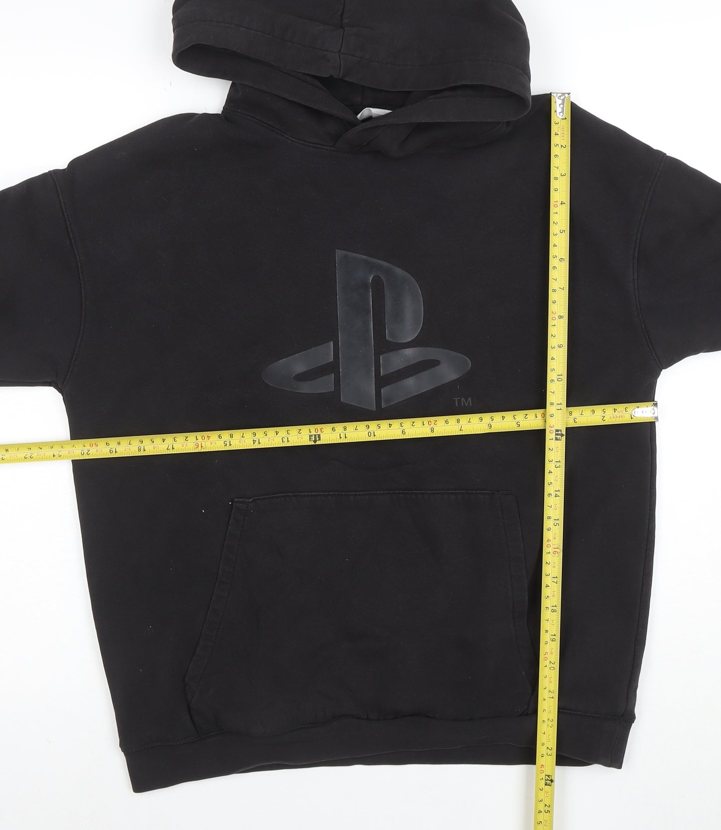 H&M Boys Black PlayStation Pullover Hoodie Size 14+ Cotton Blend
